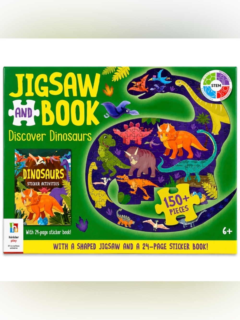 Hinkler Kids Discover Dinosaurs Jigsaw And Book 150+ Piece Puzzle w Stickers NEW